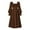 C-Brown129, variant on Girls Long Sleeve Dress Square Neck Puff Ruffle Sleeve Smocked Waist Flowy Long Party Princess Dress Solid Color Trendy Dresses