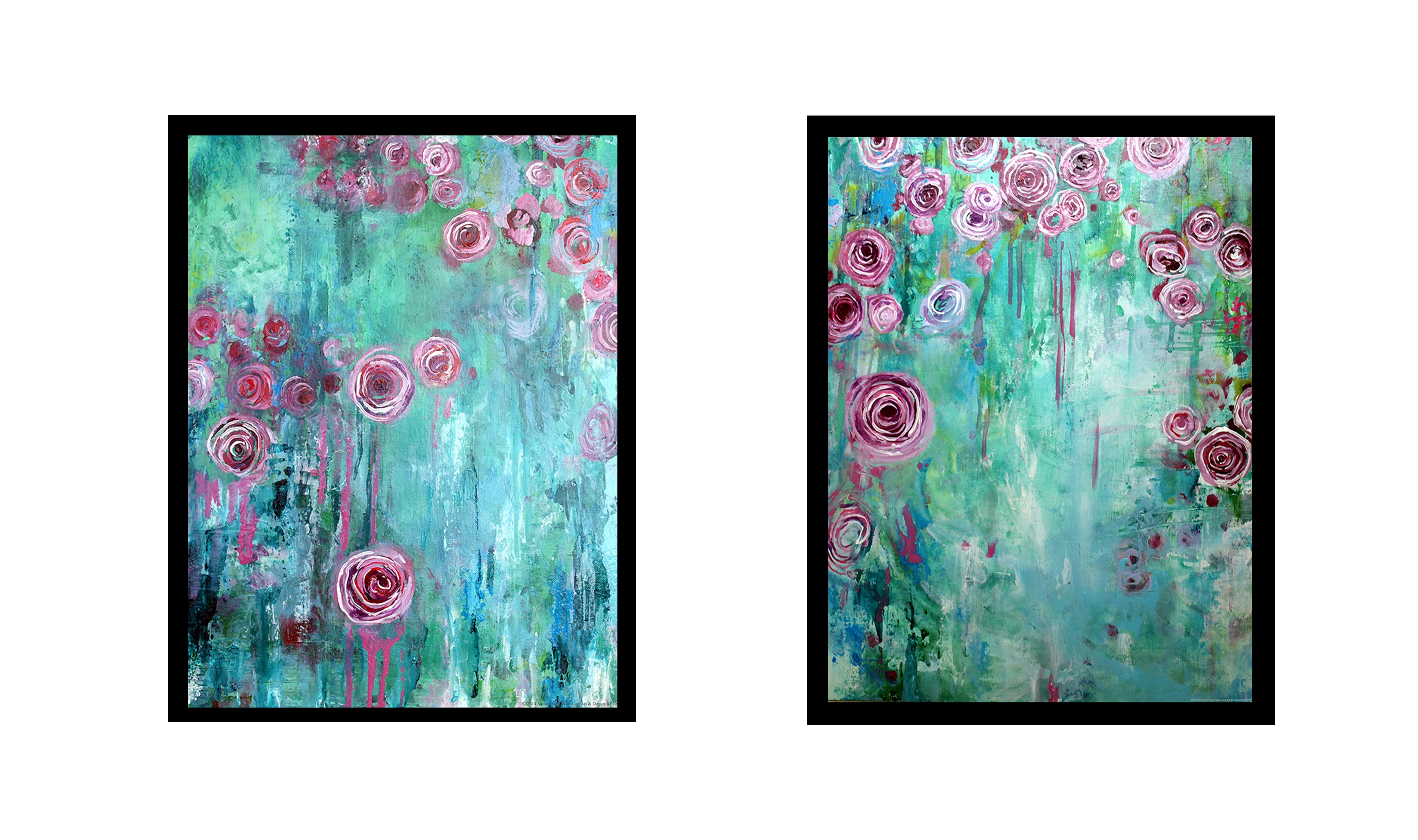 CANVAS Abstract Roses 2 Piece SET by Annie Flynn 16x12 Acrylic Art Painting  Reproduction Set - Bed Bath & Beyond - 29158785