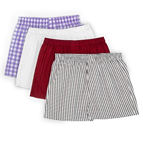 Flush Mens woven Cotton Boxer Breathable Boxer Shorts Plush Waistband Check Print Boxers