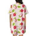 thumbnail image 3 of Naloa Hand Drawn Strawberry Women's Short-Sleeved Pajama Set, Loungewear, Summer pajamas, Breathable Cozy - 4X-Large, 3 of 9