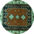 thumbnail image 1 of Ahgly Company Machine Washable Indoor Round Persian Turquoise Blue Traditional Area Rugs, 3' Round, 1 of 4