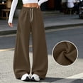 thumbnail image 4 of Kychelot Women's Wide Leg Sweatpants Drawstring Elastic Waist Fleece Lined Pants Loose Full Length Pants, 4 of 7