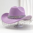 thumbnail image 1 of TINZ Stylish Cowboy Hat For Women And Men Western Hat With Large Round Gemstone Fringe Rhinestone Decorations For Parties And Events Cowboy Hat Party Necklace Cowboy Hat, 1 of 3