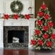 thumbnail image 5 of Adornos Navideños de Flores de Terciopelo Rojo de 20 Cm con Polvo Dorado | Paquete de 10 | Material: Plástico y Tela | Tamaño: 20 Cm | Decoración para Árbol/Corona de Navidad, 5 of 7