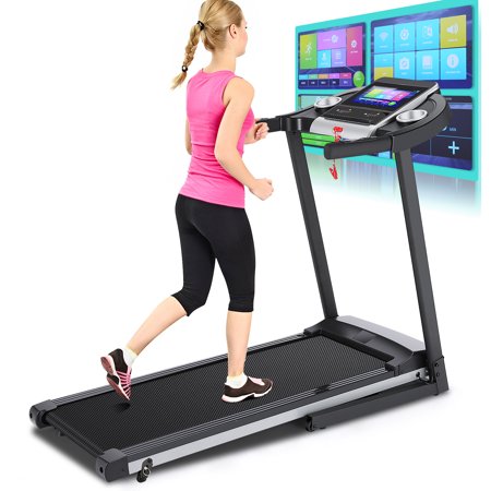 Folding Treadmill with Large 10" Touchscreen,3.25HP Incline Treadmill with WiFi Connection,YouTube, Facebook,Cardio Fitness Exercise Machine for Family/Apartment/Office Workout