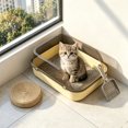 thumbnail image 2 of HWRETIE Semi Enclosed Cat Litter Box with Top Entry Lid High Sides Odor Control Covered Cat Toilet with Scoop Filter Splash Resistant Litter Tray for Indoor Cats, 2 of 7