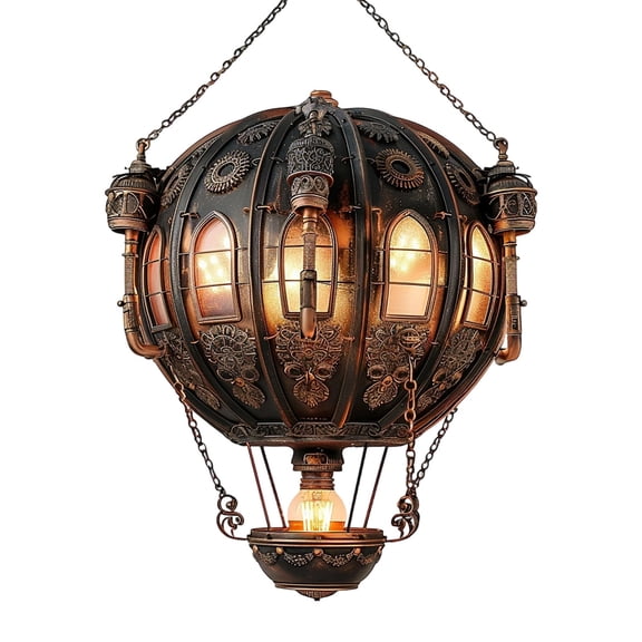 Hot Air Balloon Solar Pendant with Flickering Flame Acrylic Outdoor Hanging for Garden Patio Porch Yard Party Solar Powered Decor