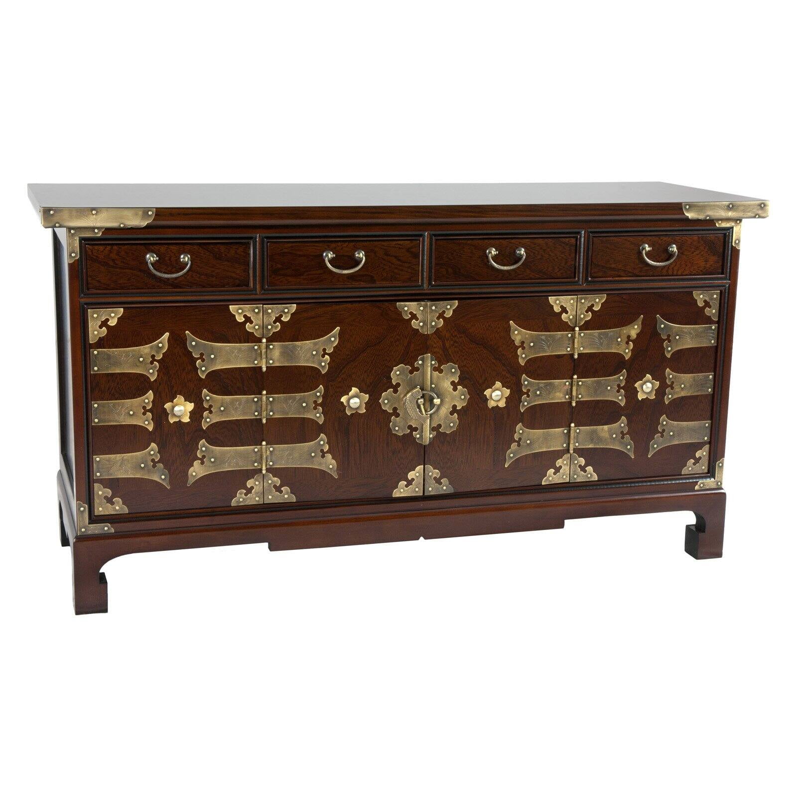 Chinese Chest of Drawers Storage Unit Oriental Antique Style Furniture Dark Wood 