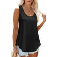 thumbnail image 2 of Womens Tank Tops Sleeveless Eyelet Embroidery Scoop Neck Loose Fit Casual Summer Flowy Black L, 2 of 8
