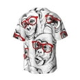 thumbnail image 2 of Vsdgher Monkey Print Men's Wrinkle Free Untucked Cuban Shirt Business Casual Button Down Shirts Short Sleeve Shirt, 2 of 7