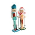 thumbnail image 3 of 2Pcs Wood Nutcracker Soldier Figures Tabletop Ornament Toys 38cm Crafts Holiday Decoration for Shelves Halloween Holiday Gift, 3 of 8