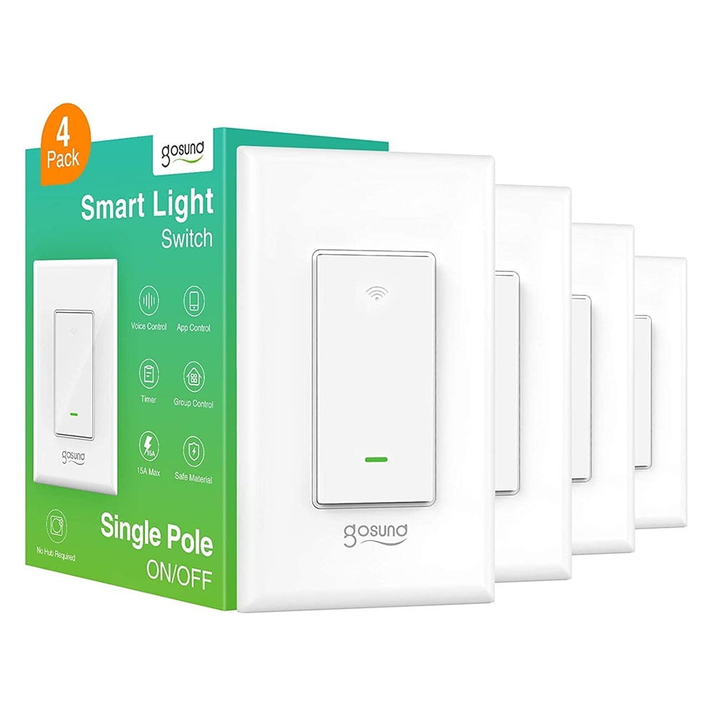 Smart WIFI Light Switch For Alexa Google Home IFTTT With Remote Control 4-Pack 