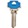Hy-Ko 13005DE6 Key Blank, 2.129 in L x 1.099 in W, Brass, Nickel Plated