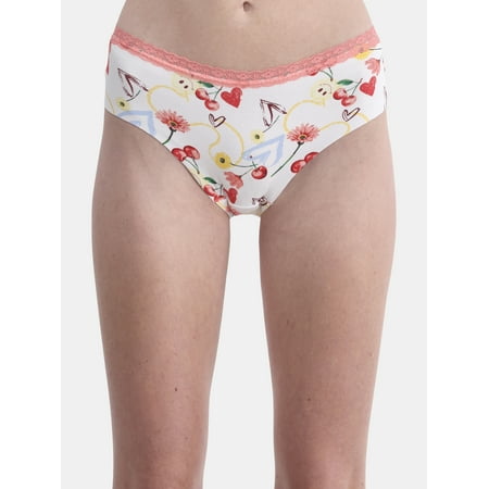 No Boundaries Cotton Hipster Panty with Lace  Womens and Womens Plus