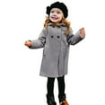 thumbnail image 3 of Kids Girls Wool Blend Winter Coat Button Jacket Long Sleeve Solid Color Coat Peacoat with Pockets Winter Overcoat Outwear for Little Boys Girls 3T, 3 of 9