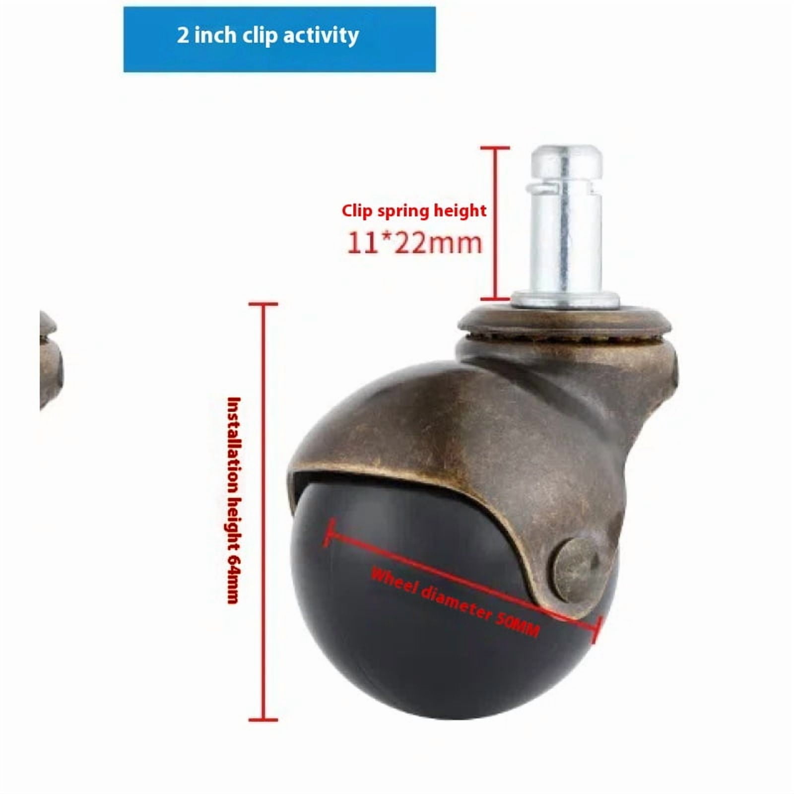4pcs Qinggu Bronze Office Chair Wheels, 2 Inch Replacement Soft Mute Desk Caster Wheels for Work & Gaming Chair