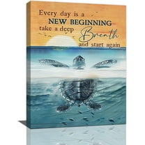 Sea Turtle Bathroom Wall Art Ocean Pictures Wall Decor Inspirational Quotes Canvas Painting Print Artwork Modern Home Decor Framed for Living Room Bedroom Bathroom12inX16in