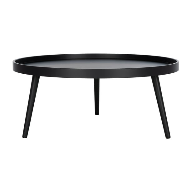 SAFAVIEH Fritz Modern Round Tray Top Coffee Table, Black