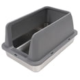 thumbnail image 1 of Stainless Steel Cat Litter Box with Lid, High Sided Large Metal Litter Box, Pet Kitty Litter Toilet Box Enclosed Kitty Litter Pan Anti Leakage Non Stick Easy to Clean, 1 of 7