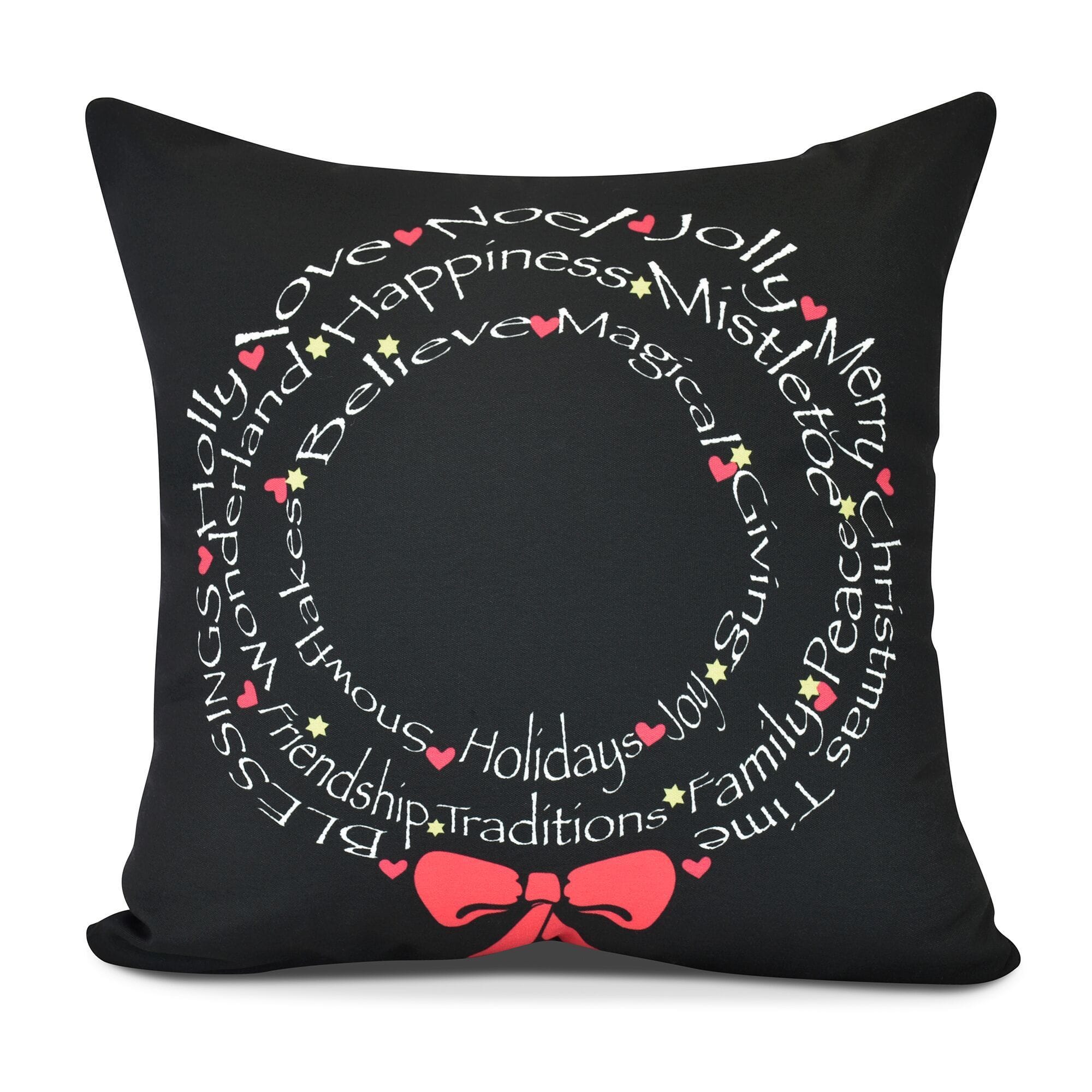 Simply Daisy, Wreath of Words Word Print Outdoor Pillow