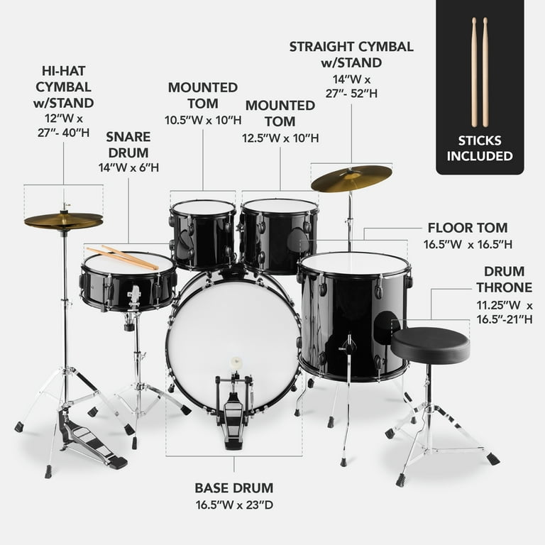 Best Choice Products 5-Piece Beginner Drum Set w/ Snare, Bass