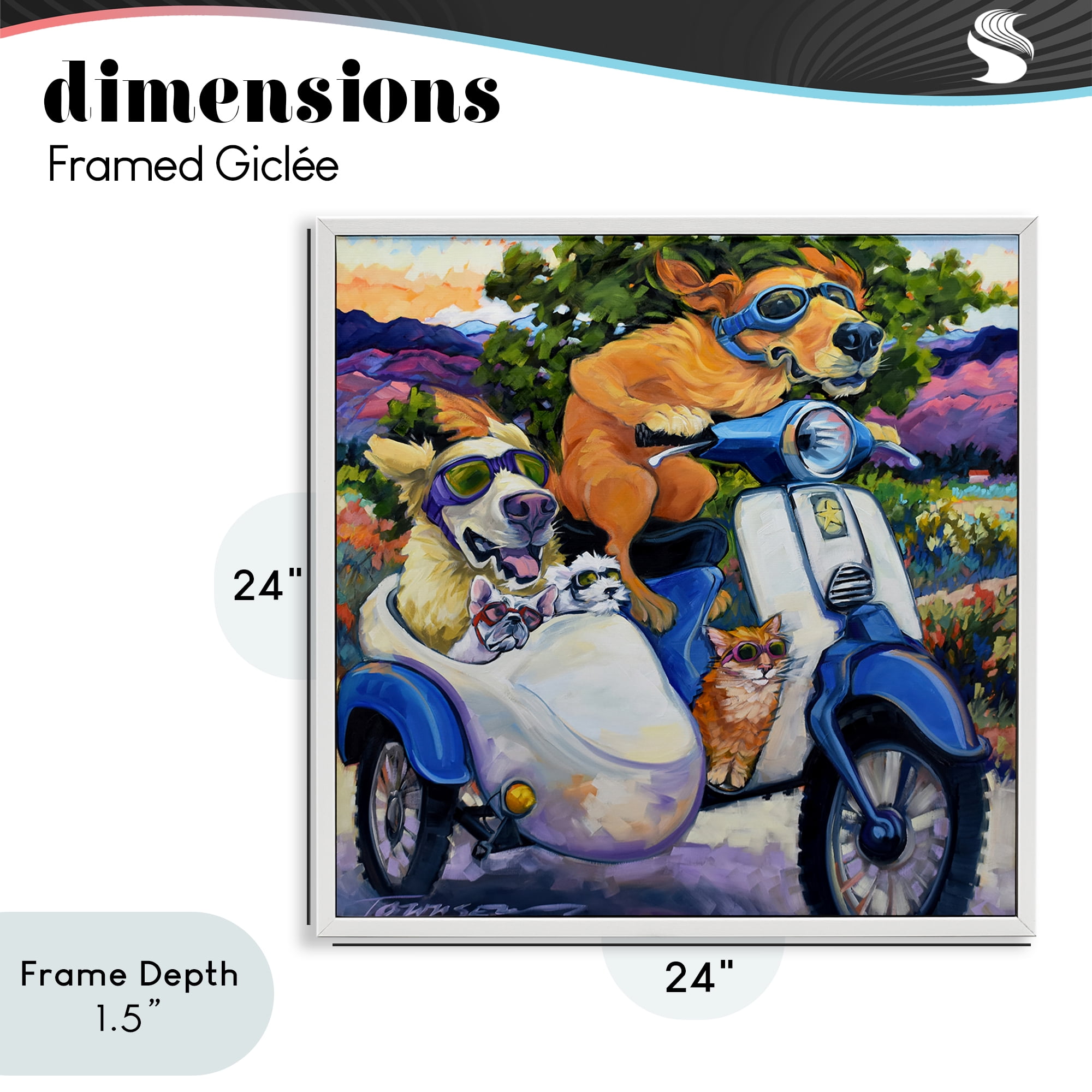 Stupell Industries All Doggled Up Sidecar White Framed Giclee Art, design by CR Townsend