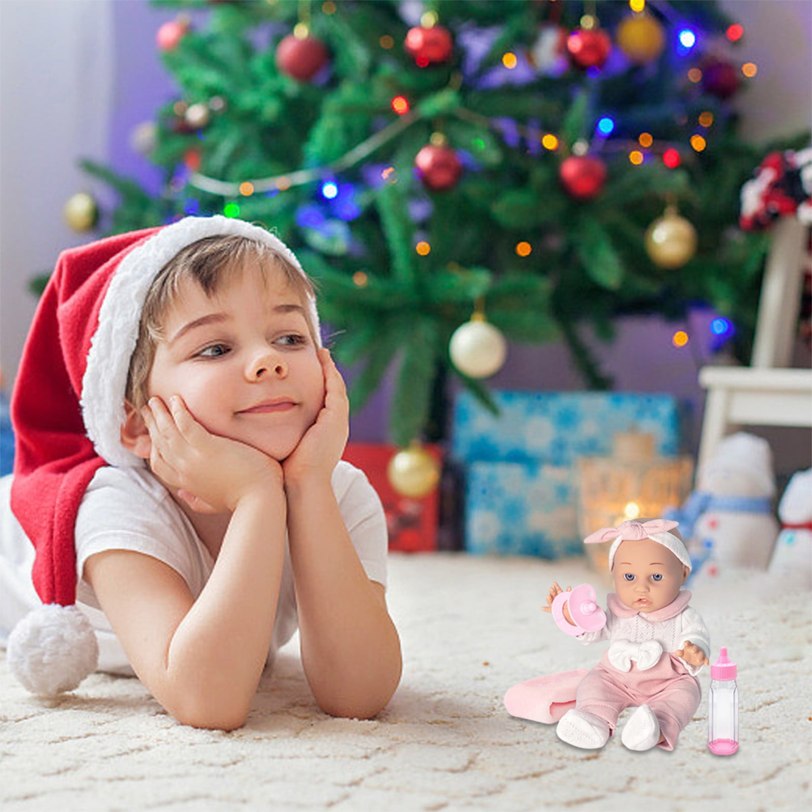 KOYPTL 12 Inch Lifelike Reborn Baby Dolls For Girls 3 4 5,Realistic Newborn Baby Dolls,Real Life Baby Dolls Accessories With Basket And Pacifier,Christmas Birthday Holiday Gift For Kids Aged 3+