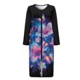 thumbnail image 5 of Whosucclay Hibiscus Butterfly Star Print Long Sleeve Zipper Nightdress Comfortable Sleepwear Dress Women Zipper Robe for Pajama Party Breathable Crew Neck House Dress with Pockets, S, 5 of 7