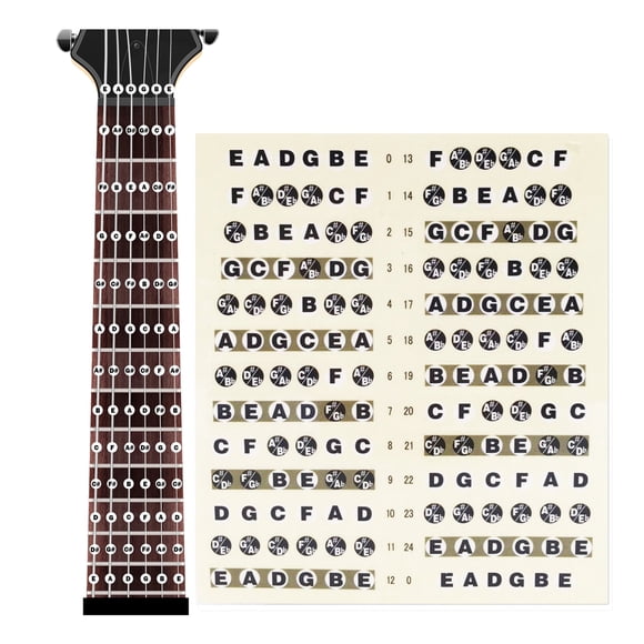 Guitar Fretboard Note Decals Fingerboard Frets Map Sticker for Beginner Learner Practice Fit 6 Strings Acoustic Electric Guitar(Guitar-Black)