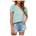 thumbnail image 1 of Birdeem Fashion Women Solid Color Short Sleeve Comfortable Breathable V-Neck Shirt Tops, 1 of 5