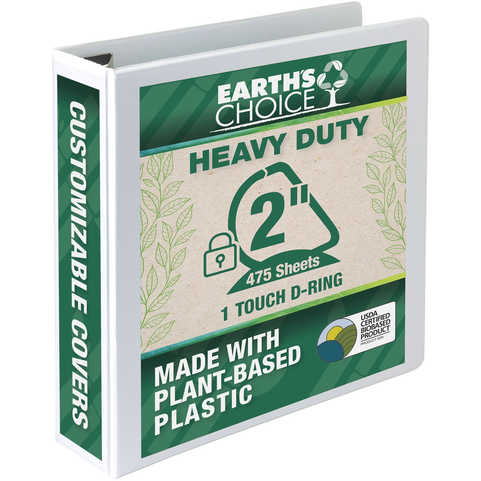 Samsill Earth's Choice One Touch Biobased USDA Certified 2' View Binder, White, 1 Each (Quantity)