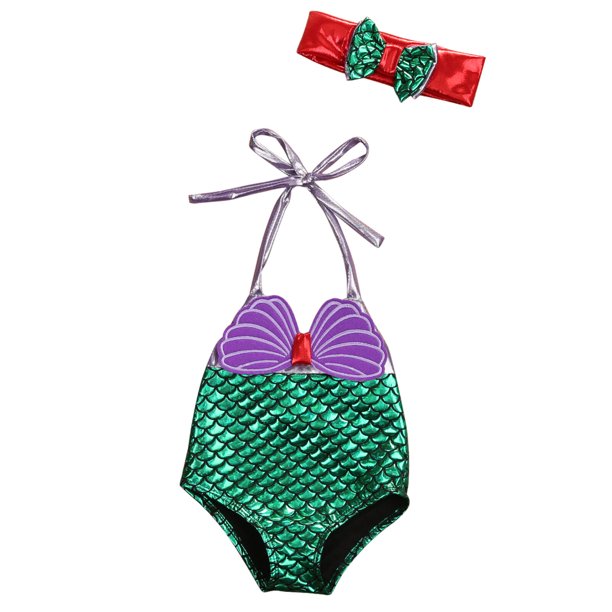 wsevypo 08Y Shiny Cute Toddler Baby Kids Girls Mermaid Shell Bikini