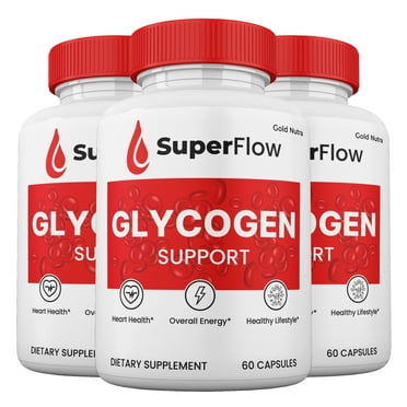 (3 Pack) Super Flow Glycogen Support Capsules, Super Flow Pills Blood Support All Natural Supplement High Potency SuperFlow 3-Month Supply