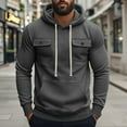 thumbnail image 4 of AnuYalue Cargo Hoodie for Mens Winter Fleece Multi Pockets Outdoor Hooded Sweatshirt Loose Fit Long Sleeve Pullover, 4 of 8