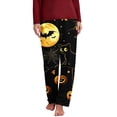 thumbnail image 4 of Women's Halloween Pajamas Black Cat Full Moon Print Lounge Pants Elastic Waist Casual Sleep Trousers Soft Relaxed Fit Sleepwear Bottoms Spooky Season PJs, 4 of 5