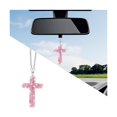 thumbnail image 1 of Diamond Cross Car Rear View Mirror Pendant, Crystal Rhinestone Hanging Charm for Car and Home Decor（Pink）, 1 of 6