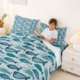 thumbnail image 3 of jejeloiu Watercolor Fish Print Bed Sheets,Coastal Pattern Full Size Sheets For Boys,Blue White,4pcs,1 Flat Sheet, 1 Fitted Sheet and 2 Pillowcases, 3 of 6