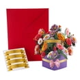 thumbnail image 2 of Pop Up Flower Bouquet Card, Pop Up Flower Cards, 8X10 In, Fresh Cut Paper Flower Pop-Up Bouquet Greeting Cards, Greeting Card Envelopes, I Love You Banner, Pink Thank You, Gold, 2 of 6