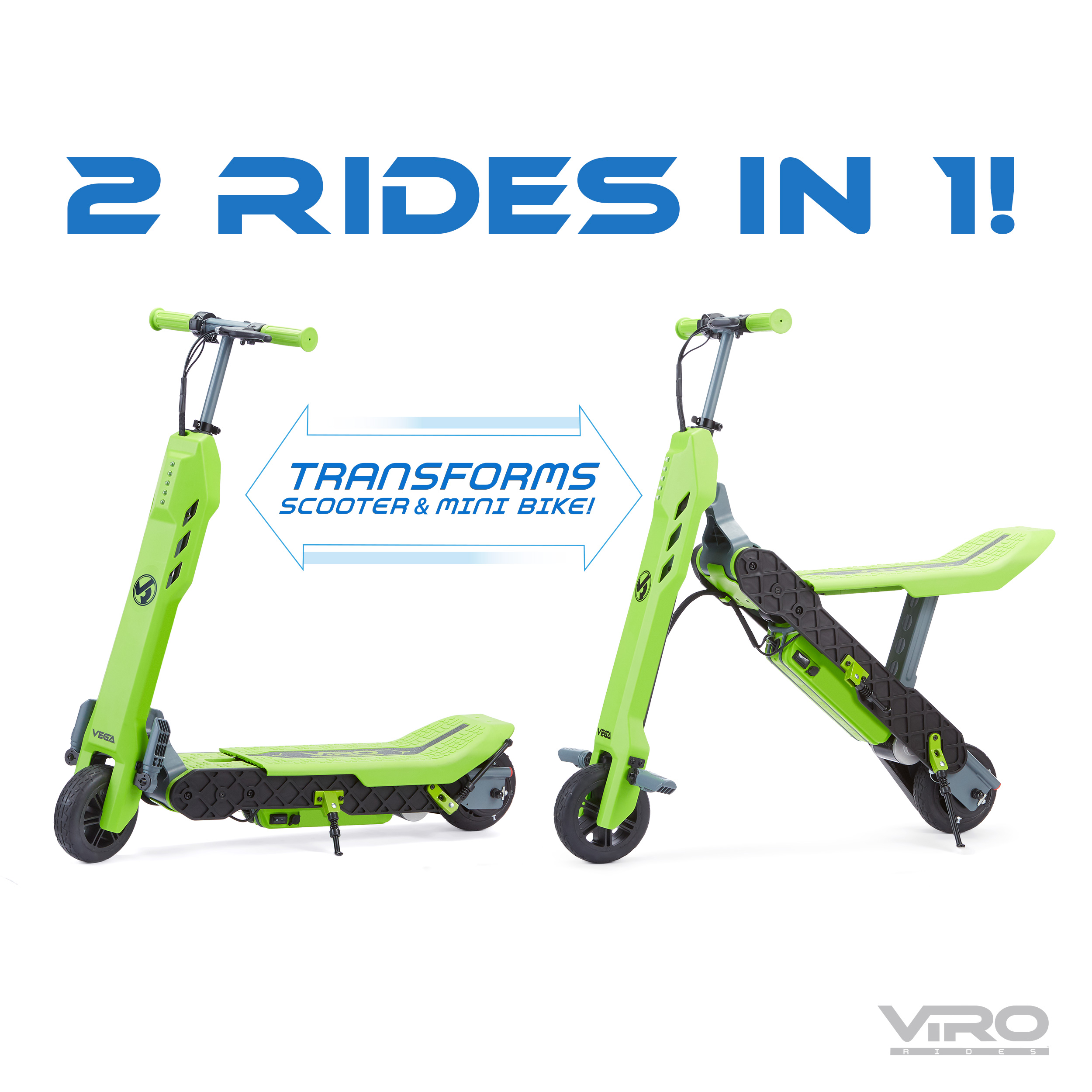 VIRO Rides Vega 2-in-1 Transforming Electric Scooter & Mini Bike, Green - image 2 of 6