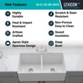 thumbnail image 6 of 33 x 18 Inch Crestwood Farmhouse Sink, White Fireclay Kitchen Sink, Double Bowl Apron Front, Plain Farm Sink, 6 of 9