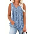 thumbnail image 2 of Ounisa Womens Summer Sleeveless Tank Top V Neck Button Blouse Casual Pleated Basic Henley Shirts, 2 of 5