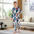 thumbnail image 3 of Adult Christmas Onesie Cherry with Blue Leaves Adult Zipper One-Piece Pajamas Unisex Pajamas with Pockets, 3 of 6