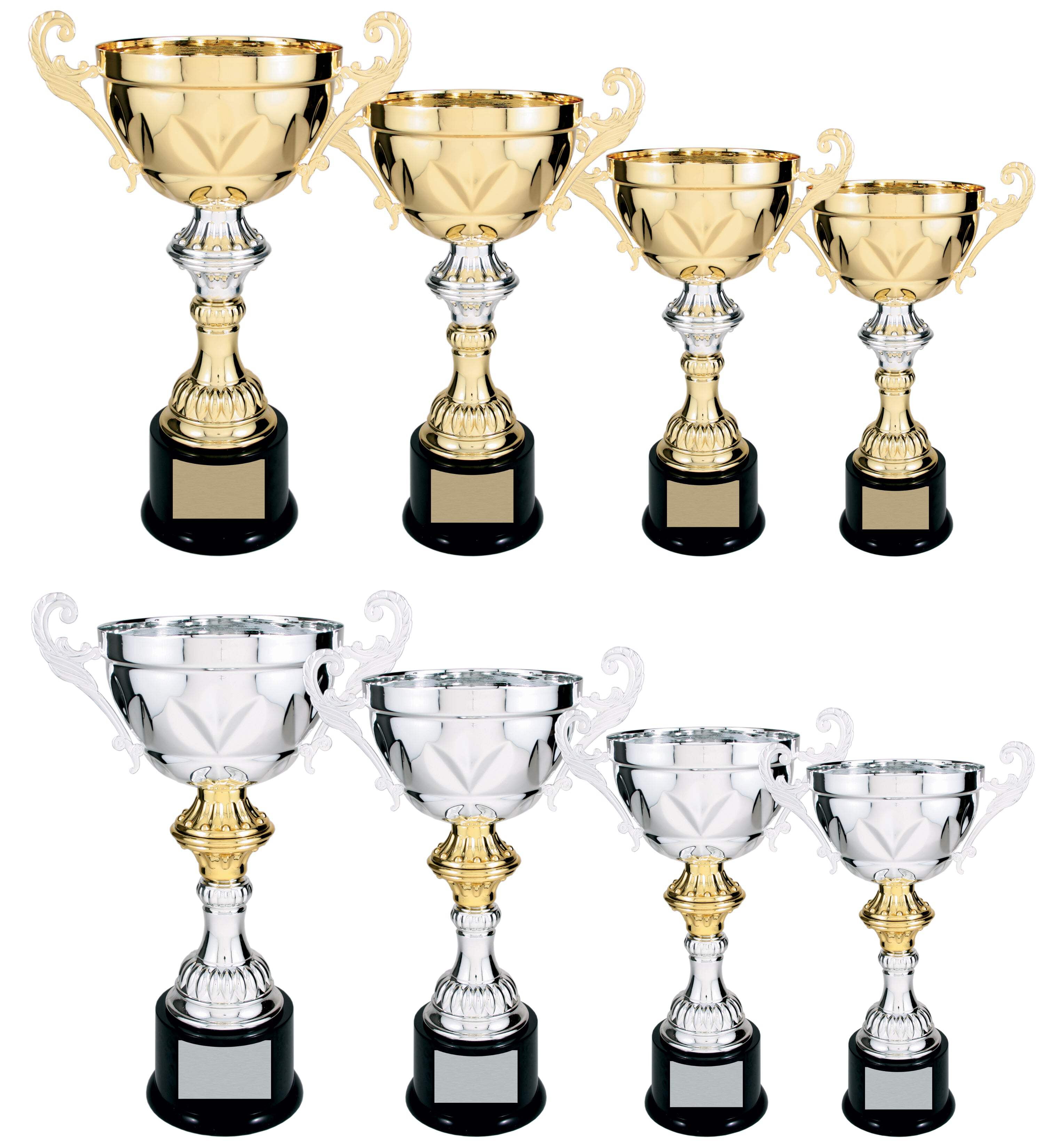 Metal Cup Trophy in Gold or Silver - Trophy Award, Engraved Corporate Trophy Cup Award (10", 11.5", 13" or 14.5" Tall) - Free Engraved Plate Included