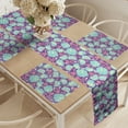 thumbnail image 2 of Ambesonne Floral Table Runner & Placemats, Composition of Peonies, Placemat 4 pcs + Runner 12"x72", Seafoam Violet, 2 of 2