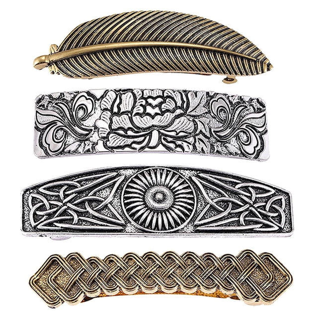 Pasadores de pelo de mujer retro Sunnimix 4x Barrette Holder Celtic Tallado Convexo