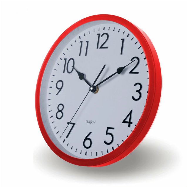 Reloj de pared para dormitorio, reloj de guardería de metal silencioso y reloj de pared de regalo rojo brillar Electrónica