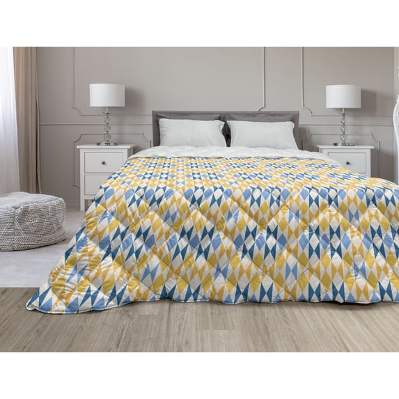 Mandala Down Alternative Comforter, Traditional Middle Eastern Ethnic Pattern in Cold Muted Tones, Microfiber Quilt for All Season, 5 Sizes, Multicolor, by Ambesonne
