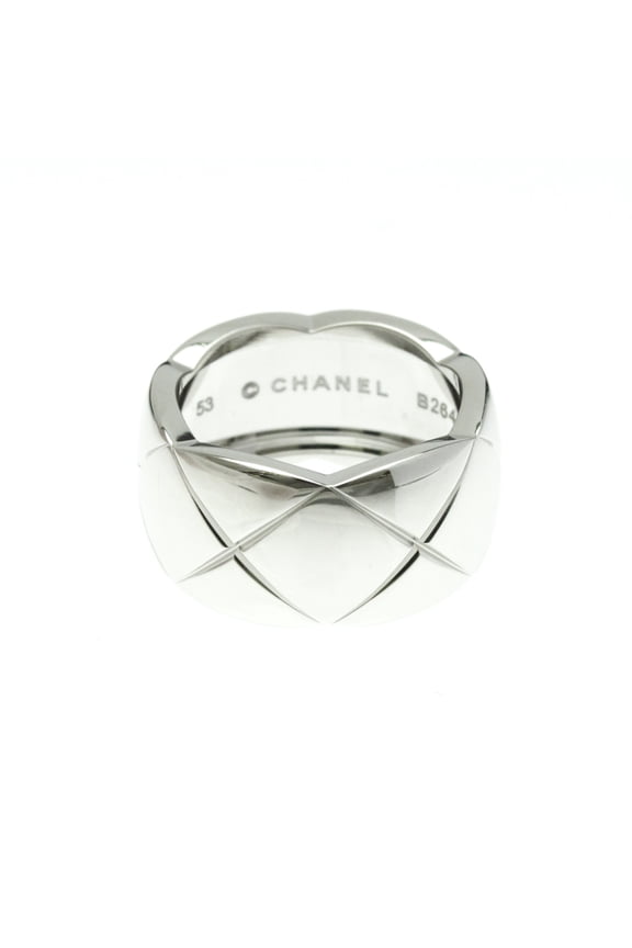Pre-Owned Chanel Coco Crush Ring Large Model White Gold (18K) Fashion No Stone Band Ring Silver