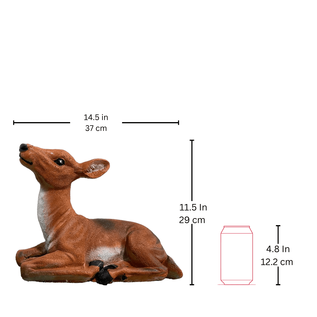 14" Solid Concrete Deer Statue, Weather proof Deer outdoor statues, life-size Garden Statues, Outdoor lawn Decor