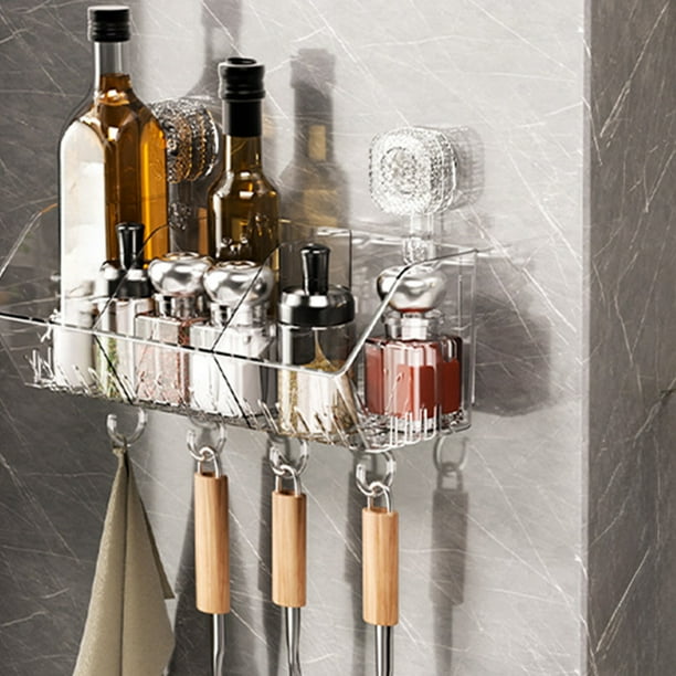 Kitchen Storage Artifact Food Rack Bathroom Sink Storage Rack Vacuum Suction Cup Punchfree Storage Box With Hook